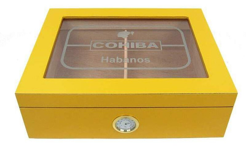 Imagem 2 de 6 de Caixa Umidora Cohiba Umidor Até 30 Charutos Tampa Vidro
