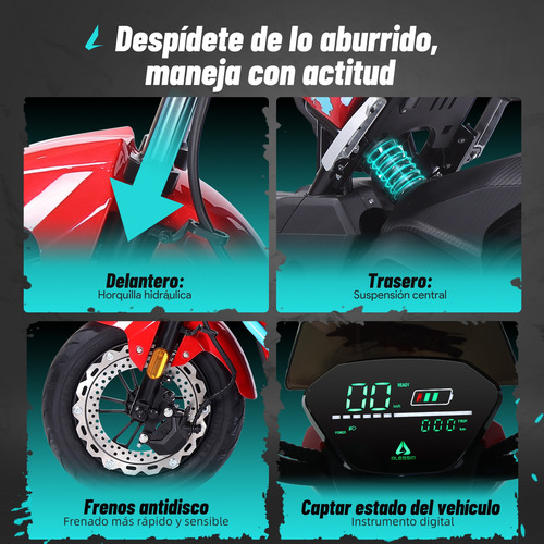 Alessia E-bikes Bicicleta Eléctrica A01 Hunter Con Caja 800w Rojo