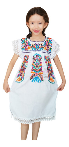 Vestido Artesanal Niña Bebe Encaje Típico Mexicano Bordado