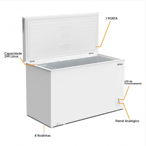 Freezer Horizontal Philco 299l Pfh300b Dupla Função 127v
