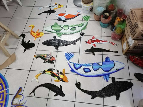 Imagen 10 de 10 de Figura Mosaico Pez Payaso 0.50 Cms.con Sombra Para Alberca