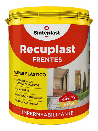 Recuplast Frentes Impermeabilizante 10l Sinteplast Acabado Mate sedoso Color Blanco