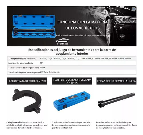 Pack Herramienta De Extracción De Barra De Acoplamiento Interior Fixitfast Extractor de poleas