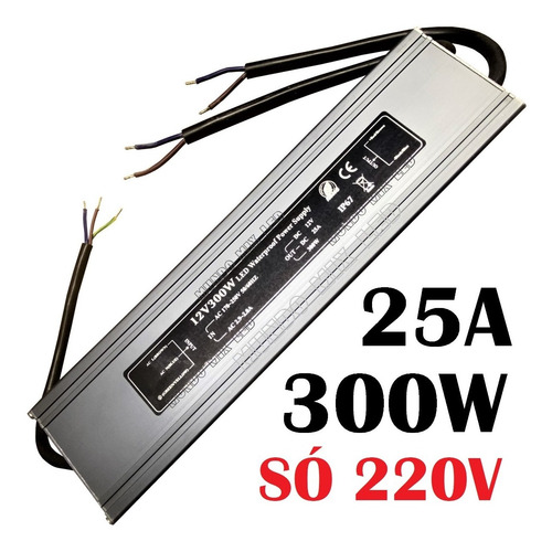 Imagem 3 de 3 de 10pçs Fonte Blindada Provadagua P/led 12v Ip67 300w 25a 220v