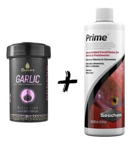 Kit Ração Poytara Garlic 35g + Seachem Prime 500ml