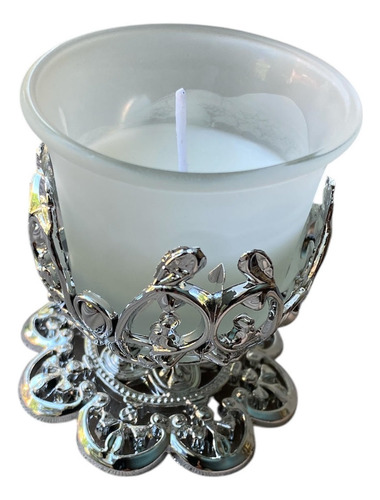 Porta Vela Con Elegante Soporte Y Vaso De Vidrio Templado