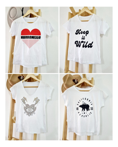Pack 10 Remeras Algodon Surtidas Estampadas Mujer