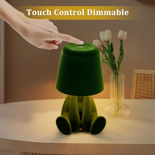 Lámpara De Mesa Led Con Control Táctil Y Estatua Dorada