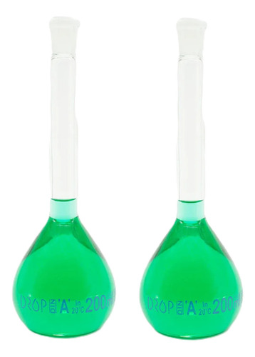 Kit 2x Balão Volumétrico 200ml Classe A Rolha Polipropileno