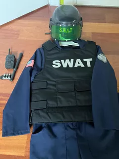 Día Del Niño Disfraz Traje Swat Completo