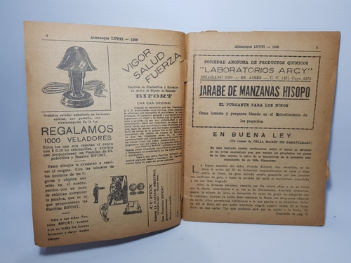 Imagen 5 de 8 de Antiguo Almanaque Lutti 1938 Mag 56831