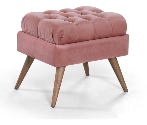 Reposapiés de terciopelo Puff para sala de estar, color rosa envejecido