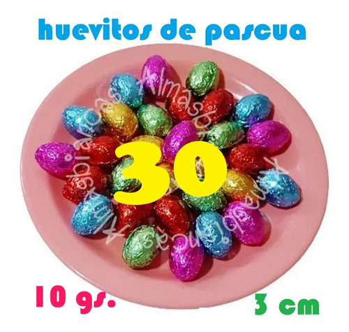 30 Huevitos Pascua 3cm Chocolate Huevos Dinosaurio Gallinita