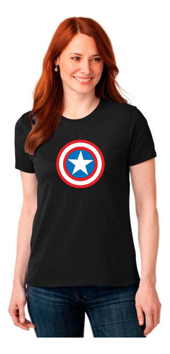 ¡oferta! Polera Manga Corta Para Dama Capitan America