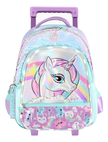 Mochila Con Carro Escolar Footy Niña Reforzada Unicornio