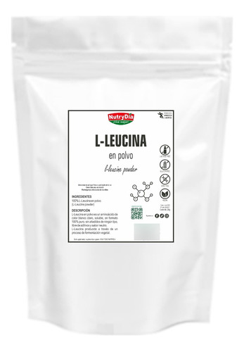 L - Leucina En Polvo, 100% Pura  Raw Food Nutrydia 250g