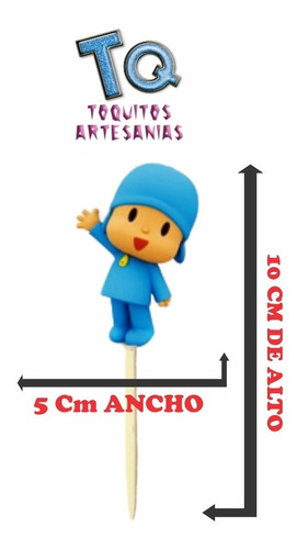 Imagen 2 de 6 de Pocoyo Cupcake Toppers Adorno Para Muffins X10