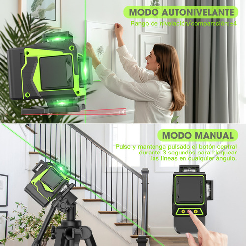 Nivel Láser De 16 Líneas 4d 3° Autonivelante Con 2 Baterías
