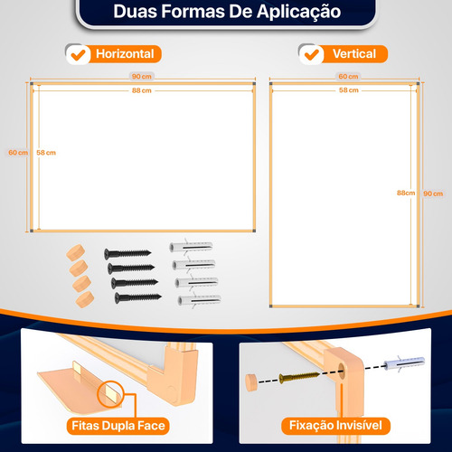 Lousa Quadro Branco Madeira 60x90 Com 4 Canetas E 1 Apagador