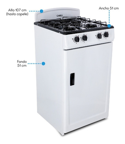 Estufa Parrilla De Gabinete A Gas Lp De 4 Quemadores Garell Color Blanco