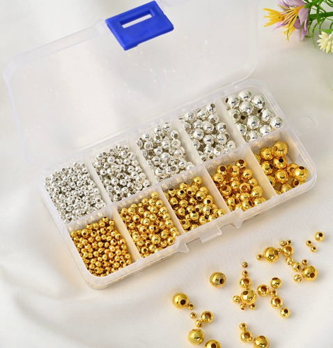 940pcs Cuentas De Oro,bola Lisa En Chapa De Oro Bisuteria