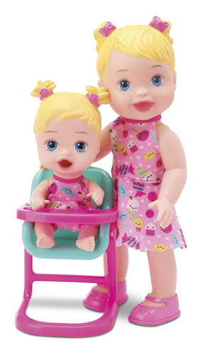 Muñeca Mamá Y Pequeña Hija Con Silla De Comer