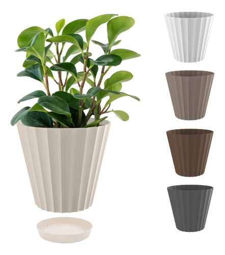 3 Maceta Con Plato Plastico Doric Plantas Española 2.5 L