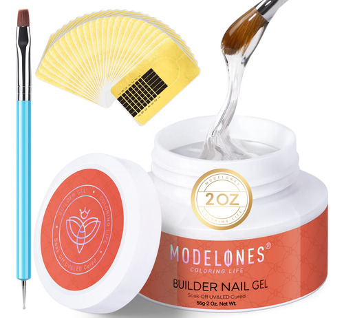 Modelones Builder Gel De Uas  Gel Duro Transparente De 2 Onz