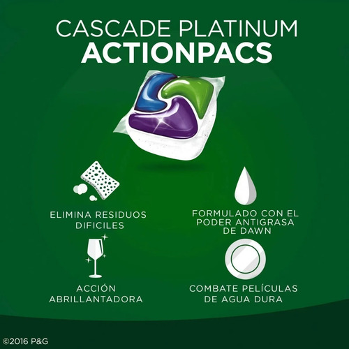 Imagen 4 de 10 de Lavavajillas Cascade Platinum Action Packs Fresh 36 Unidades