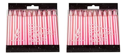 Mega Candles 40 Mini Velas Cónicas Sin Perfume De Color Rosa