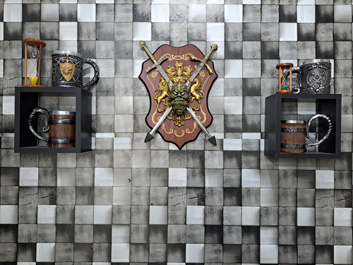 Enfeite De Parede Medieval Espada Dupla Hannya Coleção