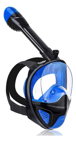 New Hawaii Máscara Mergulho Full Face Com Snorkel Suporte Gopro Camera Cor Azul P/m
