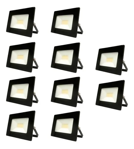Pack 10 Proyector Area Led Reflector Exterior 10w Sec Frío