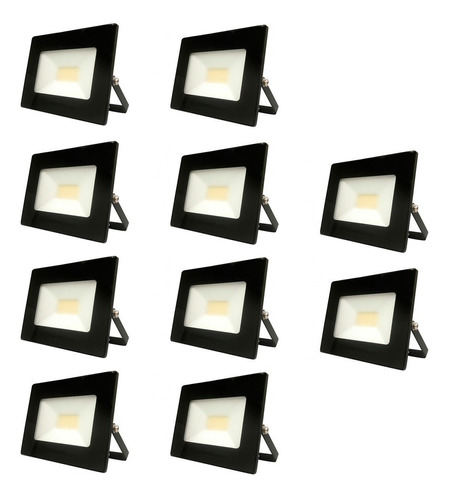 Pack 10 Proyector Area Led Reflector Exterior 10w Sec Frío
