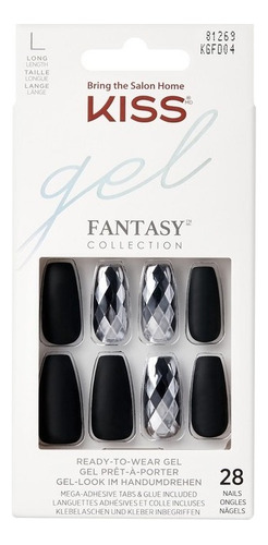 Uñas Glue-on Kiss Glam Fantasy - Diamond Silver Black