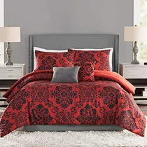 Comprar Juego De Ropa De Cama King Size 5 Piezas Medallón Rojo