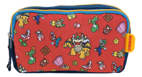 Kit Mochila Lapicera Y Lonchera Chenson Super Mario Palac Color Azul Escolar Ninos Mb70520-kc3