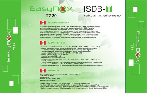 Imagen 4 de 9 de Convertidor Sintonizador De Television Digital Easybox T720