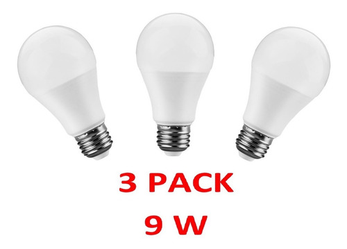 3 Pack Foco Led 9 W Ahorrador Luz Blanca Socket Normal