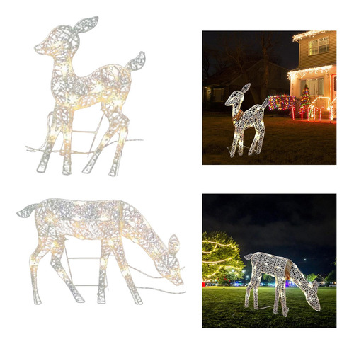 2 Piezas De Luces Navideñas De Renos Para Senderos,