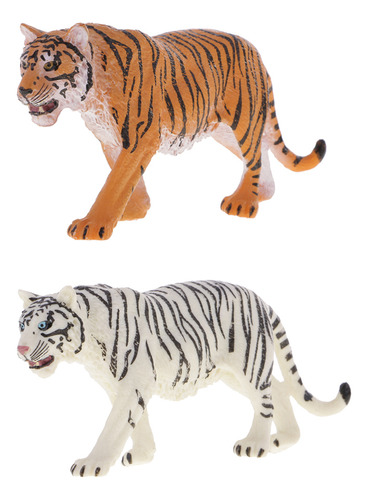 2 X Pvc Siberiano Tigre Modelo Animal De Acción Decoración