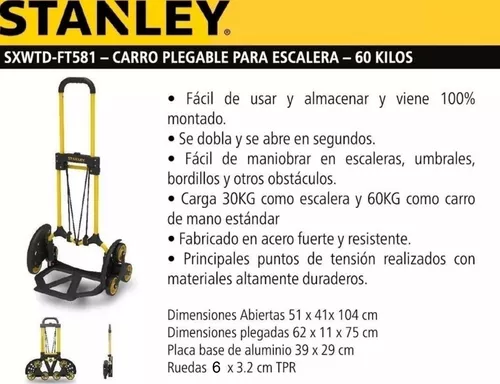 STANLEY SXWTD-FT580 Carretilla Plegable Multicolor : : Industria,  empresas y ciencia