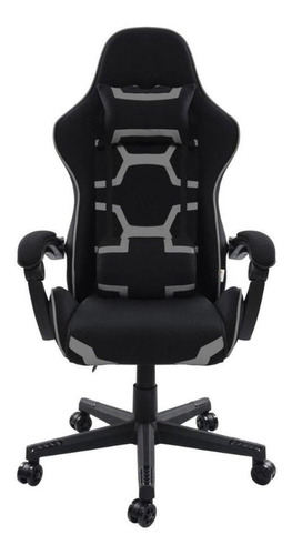Cadeira de escritório Pelegrin PEL-3018 gamer ergonômica  preto e cinza com estofado de tecido
