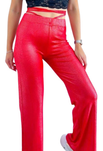 Pantalon De Mujer Palazzo Premium Brilloso Noche Fiesta