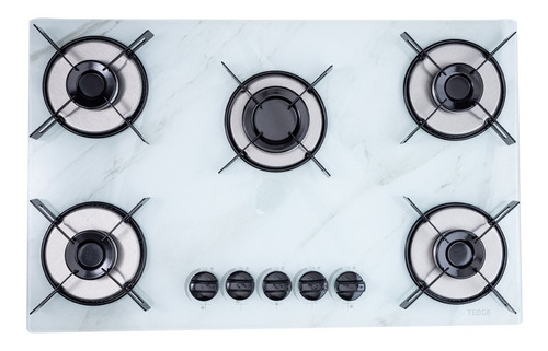 Fogão Cooktop 5 Bocas Premium Vidro Marmore Branco Ou Preto