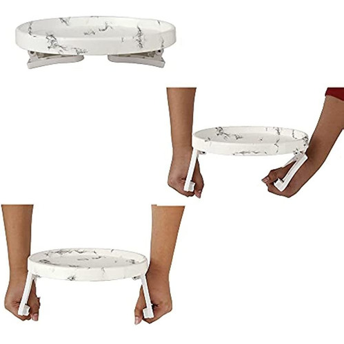 Mesa Con Clip Para Brazo De Sofá Con Estampado De Mármol, Me