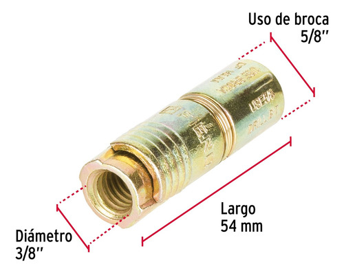Taquete Expansivo Sin Tornillo 3/8' X 5/8' X 2' Fiero 44364
