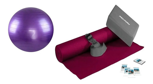 Kit Set Yoga Pilates, Tapete, Riata, Cubo, Guías Balon, Dvd 