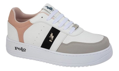 Tenis Casual De Dama Hpc Polo 641 Color Blanco/ Negro/ Nutty