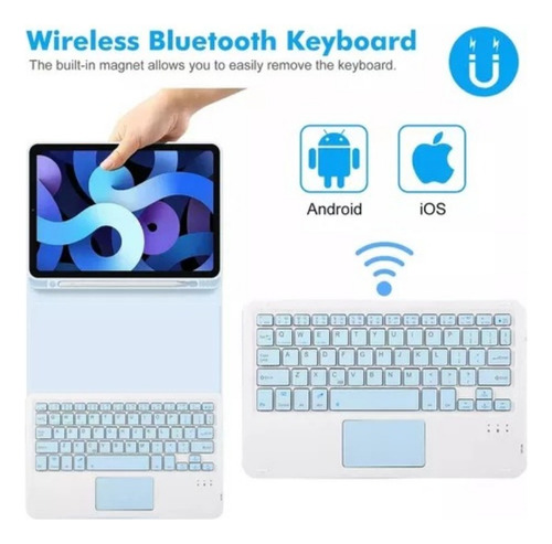 B Funda C/teclado Mouse Lápiz Para Galaxy Tab A8 10.5 Azul